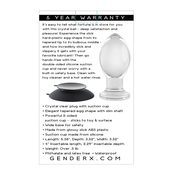 Gender X Male Sex Toys Gender X Crystal Ball Plug With Suction Cup