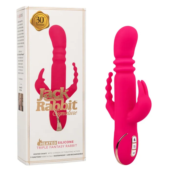 Jack Rabbit Signature Heated Silicone Triple Fantasy Rabbit Pink CalExotics Vibrators
