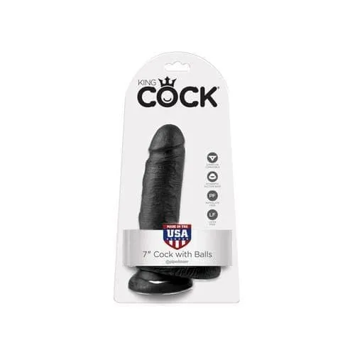 King Cock 7Inch Cock With Balls Black Pipedream Dildos