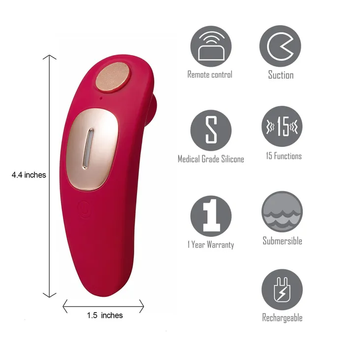 Maia Toys Female Sex Toys Remi 15Function Rechargeable Remote Control Suction Panty Vibe Red Maia Toys Female Sex Toys Remi 15Function Rechargeable Remote Control Suction Panty Vibe Red