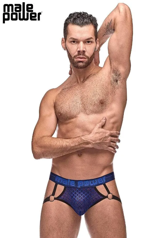 Male Sex Toys Diamond Mesh Jock Ring Navy Male Power
