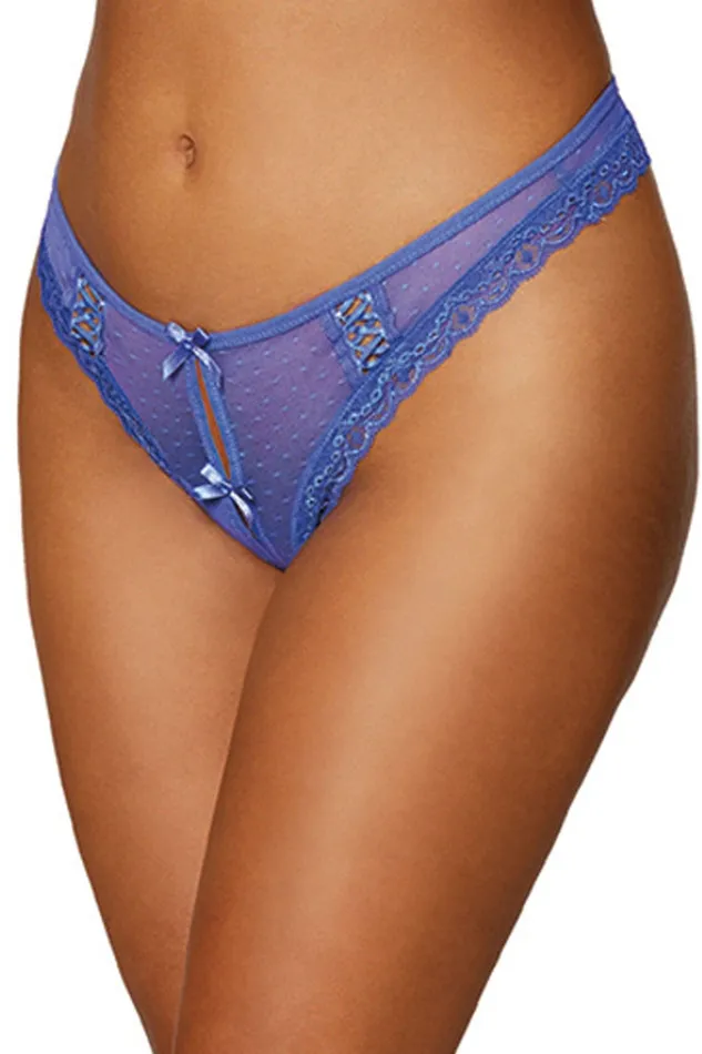 Male Sex Toys Dreamgirl Dot Mesh Open Crotch Thong Small Periwinkle