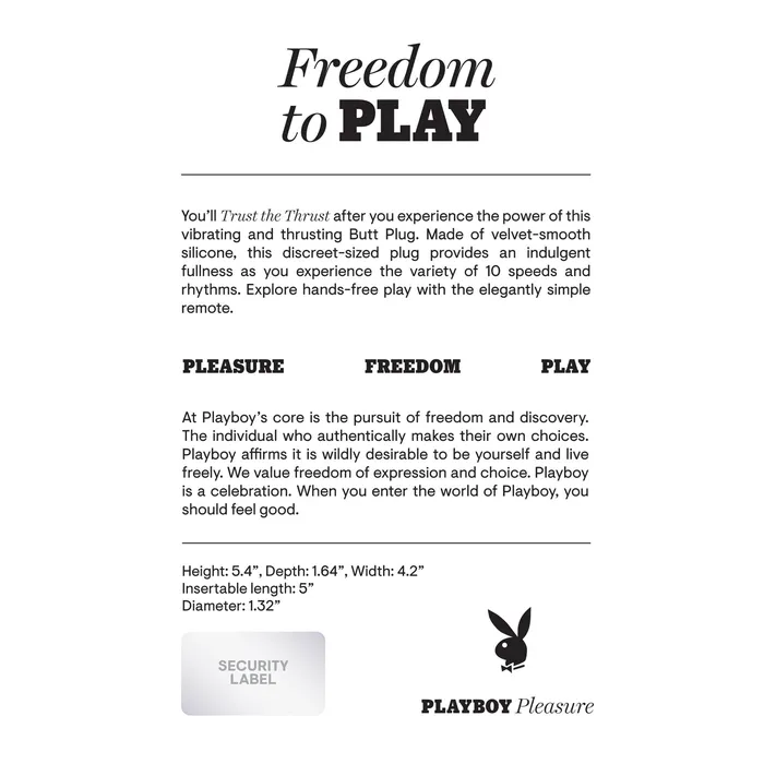Playboy Anal Playboy Trust The Thrust Butt Plug 2 AM