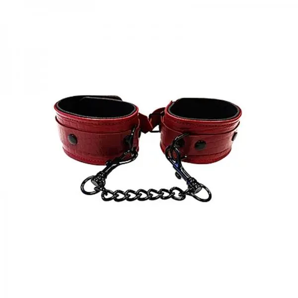 Restraints Rouge Garments LTD Leather Wrist Cuffs Burgunday Black Accessories