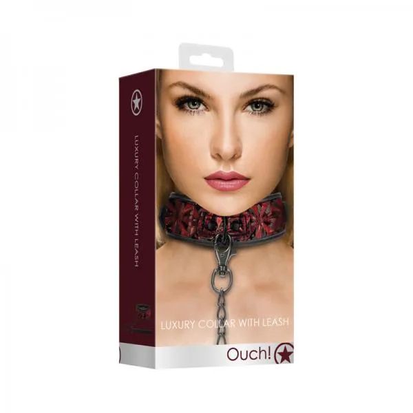 Shots America LLC Male Sex Toys Luxury Collar With Leash Burgundy