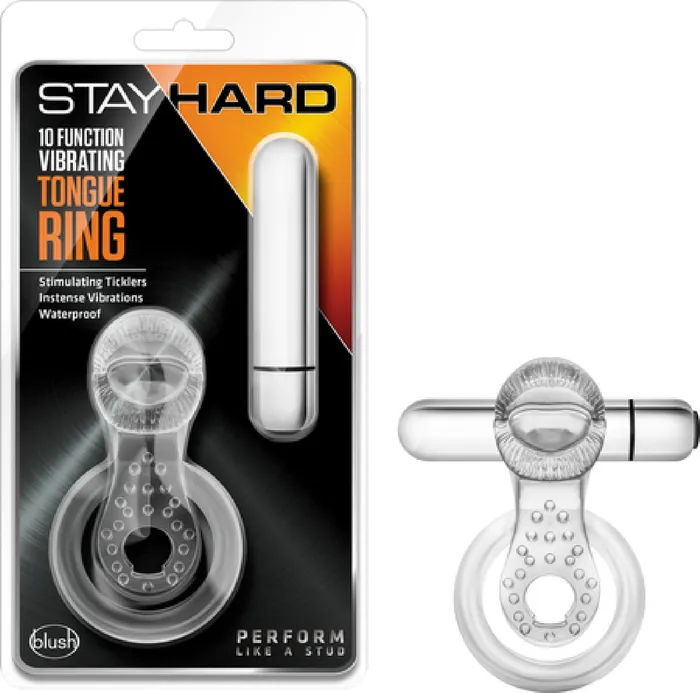 Blush Novelties 10 Function Vibrating Tongue Ring Clear Couples