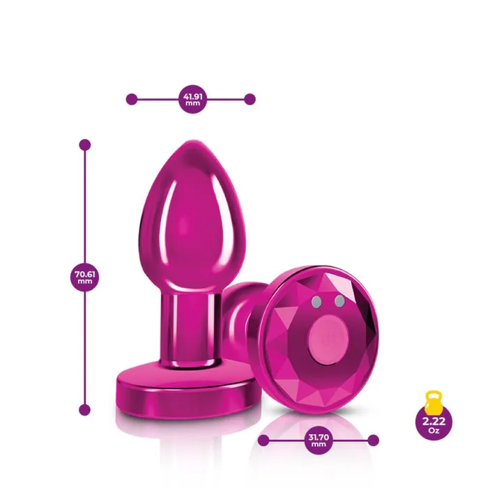 Cheeky Charms Pink Rechargeable Vibrating Metal Butt Plug w Remote Small Cheeky Charms Anal