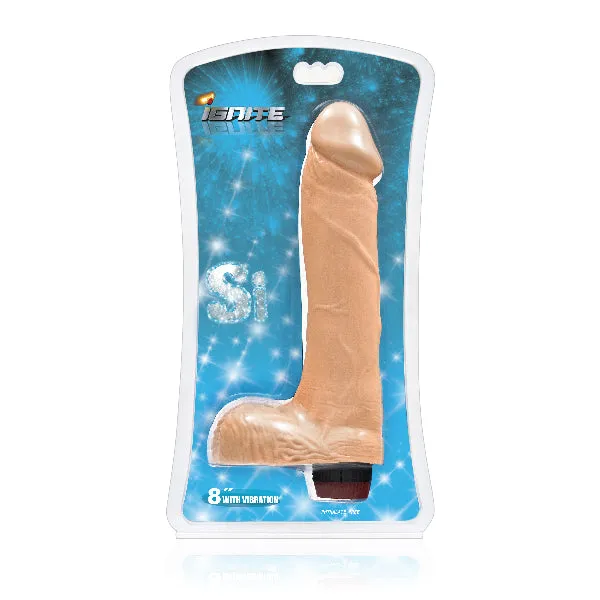 Dildos Si Novelties Cock w Balls w Vibration 8in Vanilla