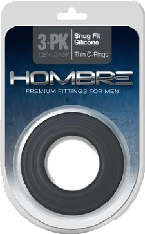 Topco Sales Male Sex Toys SnugFit Silicone Thin CRings 3 Pk Charcoal Cock Ring Sex Adult Pleasure Orgasm