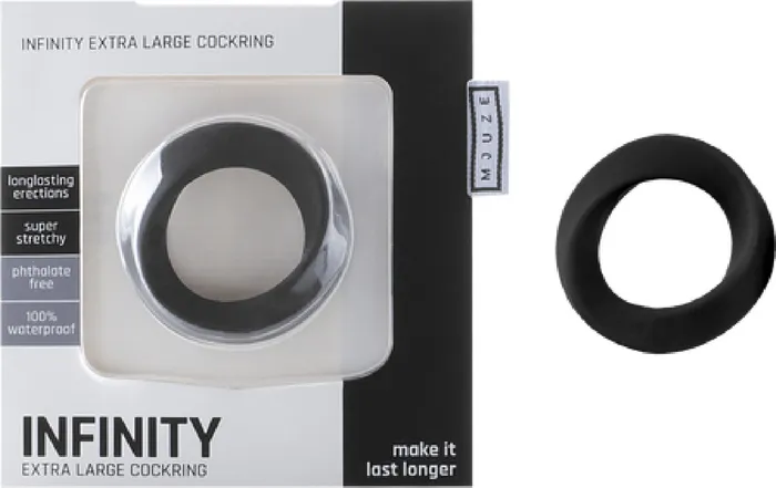 Vibrators Shots Media Infinity XL Cockring Black Sex Toy Adult Pleasure