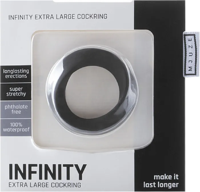 Vibrators Shots Media Infinity XL Cockring Black Sex Toy Adult Pleasure