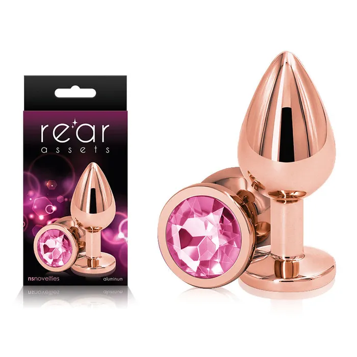 Anal NS Novelties Rear Assets Rose Gold Medium Rose Gold Medium Metal Butt Plug with Pink Gem Base Anal NS Novelties Rear Assets Rose Gold Medium Rose Gold Medium Metal Butt Plug with Pink Gem Base