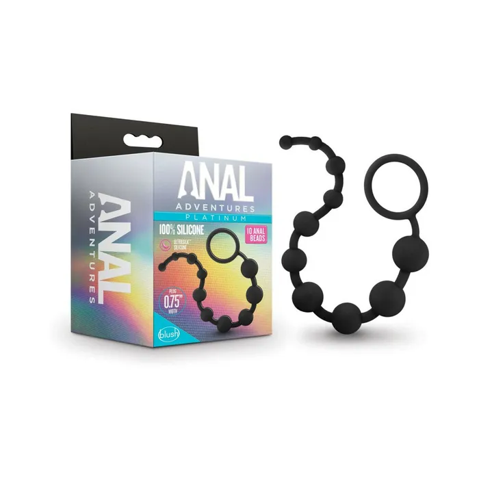 Blush Anal Adventures Platinum Silicone 10 Anal Beads Black Blush Anal