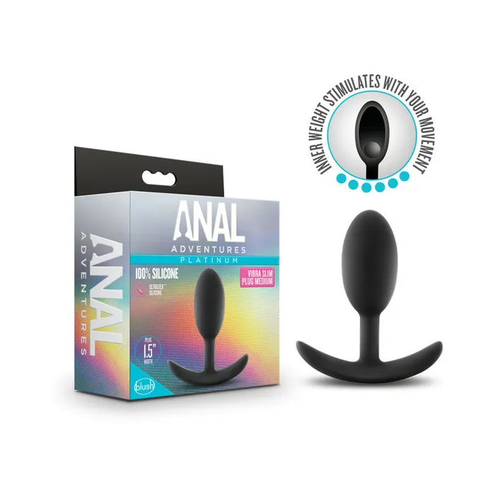 Blush Anal Adventures Platinum Silicone Weighted Vibra Slim Plug Medium Black Blush Anal Blush Anal Adventures Platinum Silicone Weighted Vibra Slim Plug Medium Black Blush Anal