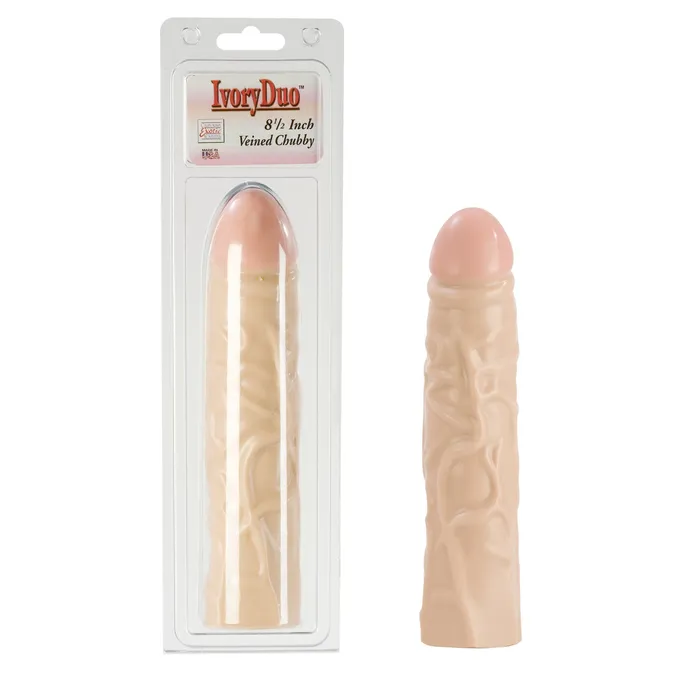 California Exotic Novelties Dildos Ivory Duo 85in Veined Chubby Dong