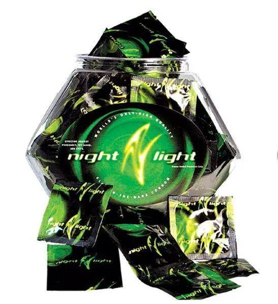 Dildos HOTT Products Night Light Glow Condoms 144 Pieces Bowl