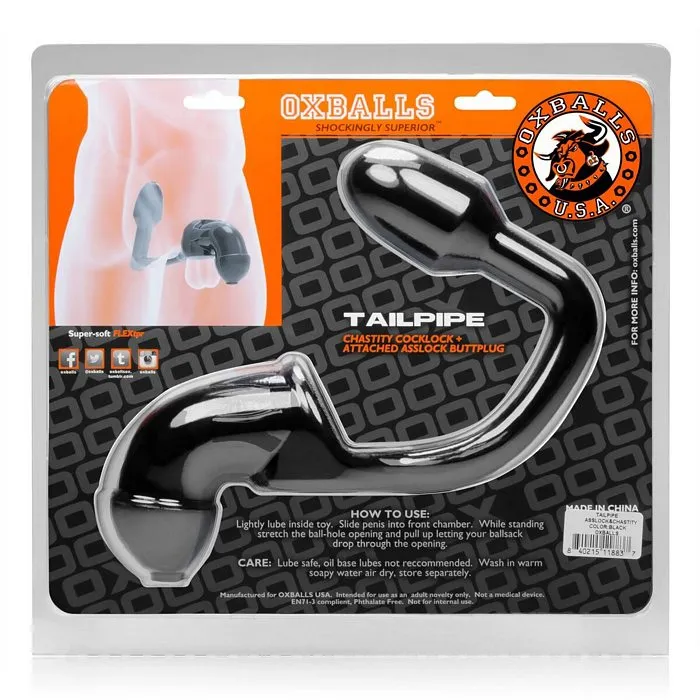Dildos OXBALLS Tailpipe Cock Ass Lock Black