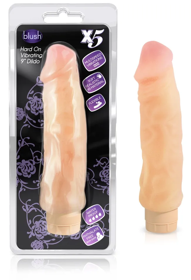 Female Sex Toys Blush Novelties X5 9in Hard On Vibrator Dildo Natural