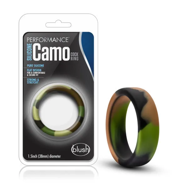Performance Silicone Camo Cock Ring Green Camoflauge Blush Novelties Male Sex Toys