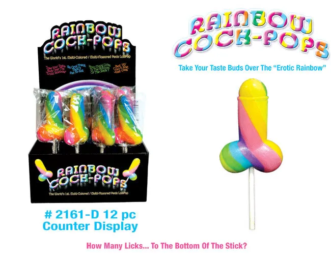 Rainbow Cock Pop 12 Pieces Display HOTT Products Female Sex Toys