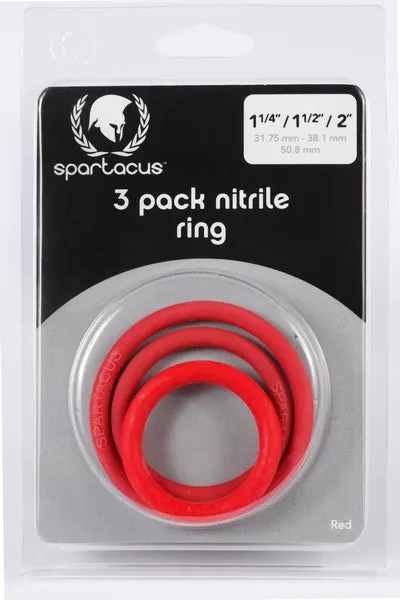 Spartacus Nitrile Cock Ring SetRed Male Sex Toys