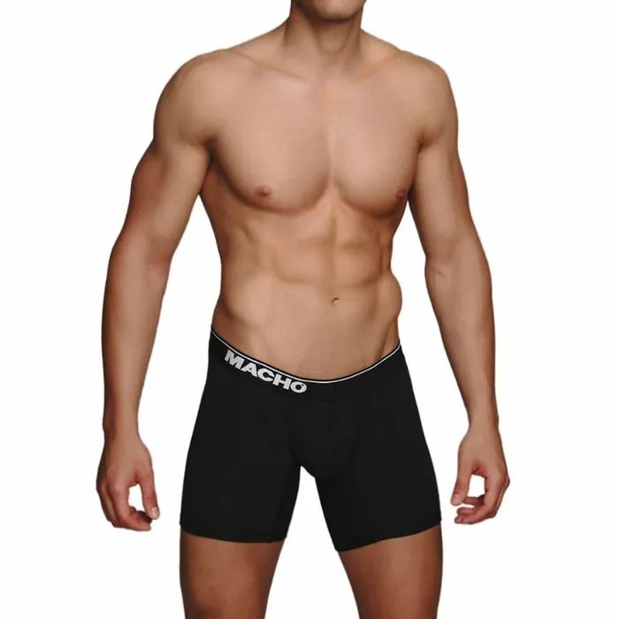 MACHO UNDERWEAR Vibrators UOMO MC087 BOXER LUNGO NERO TAGLIA M
