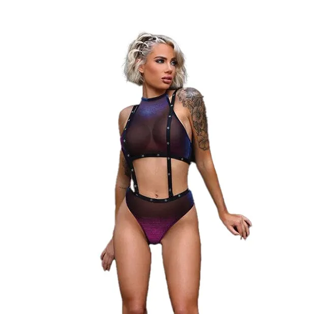 Vibrators Fantasy Lingerie Vibes Stardust Halter Top Suspender Bottoms