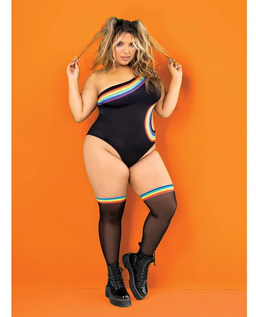 Anal Mapale Pride One Shoulder Side Cut Out Bodysuit Black Prints