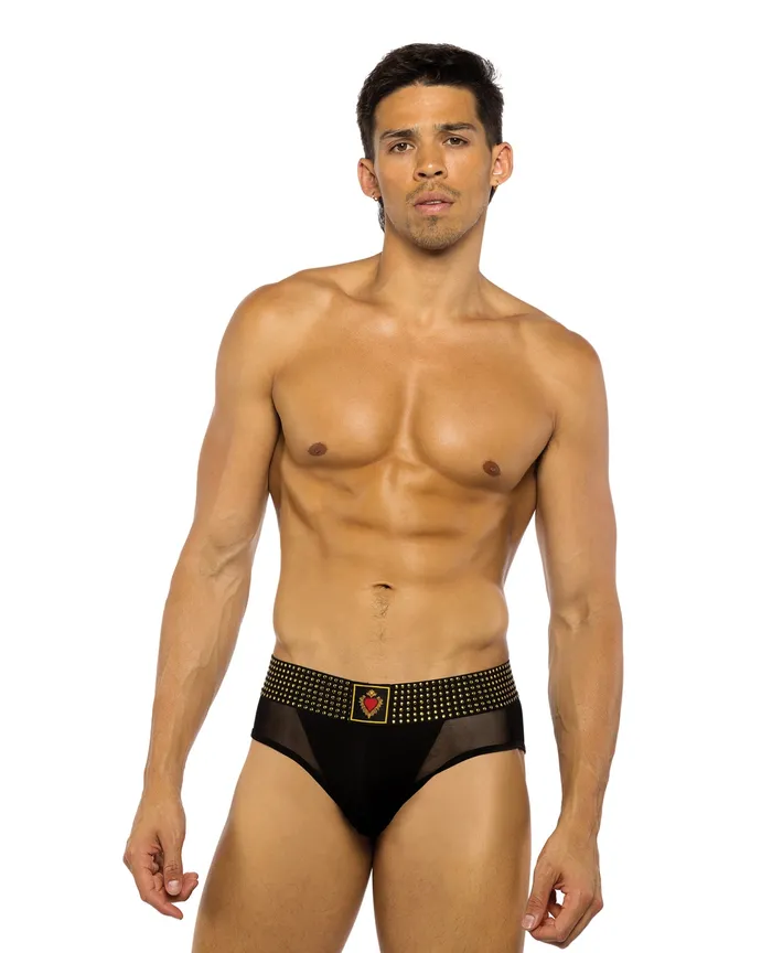 Anal Roma Costume Sacred Heart Briefs wStudded Elastic Waist Band Black