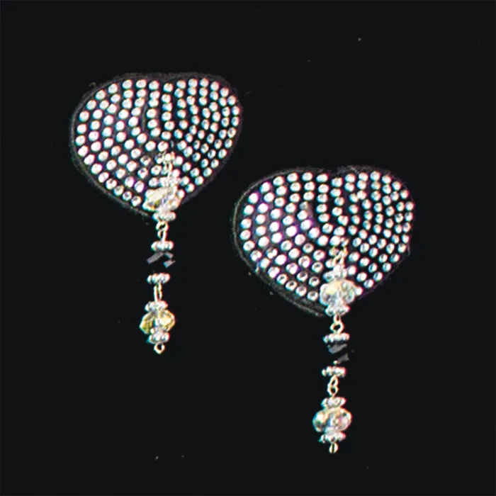 Bijoux Indiscrets Anal Bijoux de Nip Heart Black Crystal Pasties w Beads