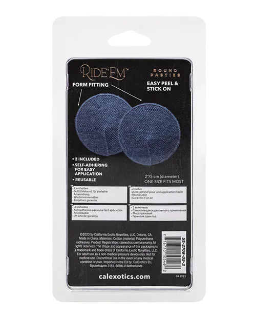 CalExotics Vibrators Ride em Premium Denim Collection Round Pasties