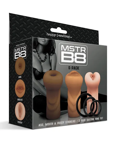 Global Novelties Male Sex Toys Mstr B8 Stroker Set Wcrings Assorted Pack Of 3