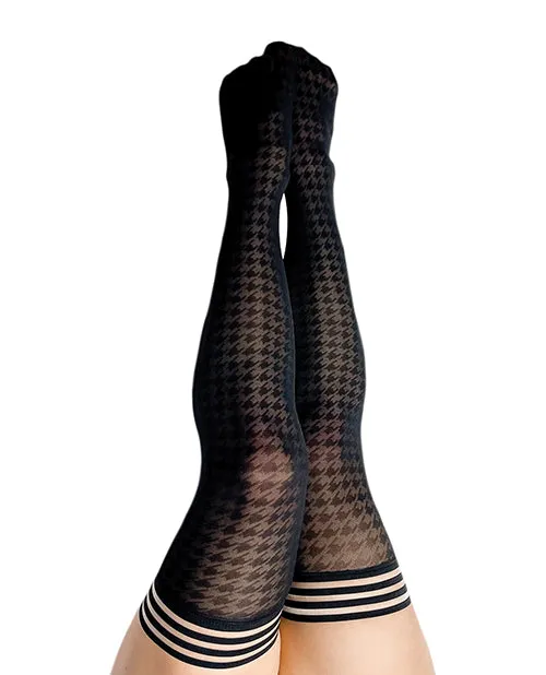 Kixies Anal Kixies Meaghan Houndstooth Thigh High Black