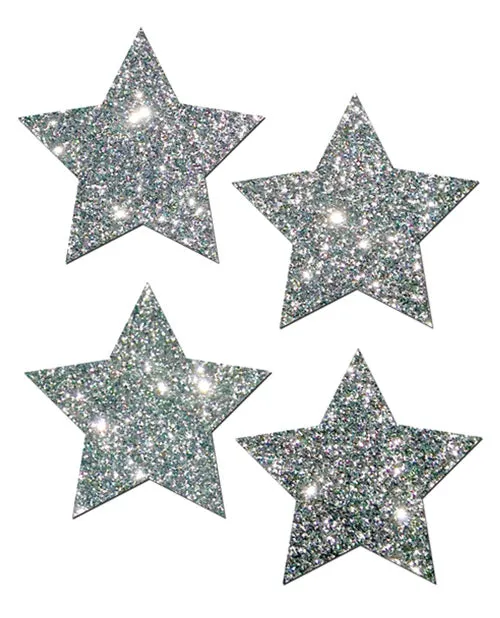 Pastease Pastease Petites Glitter Star Silver Os Pack Of 2 Anal