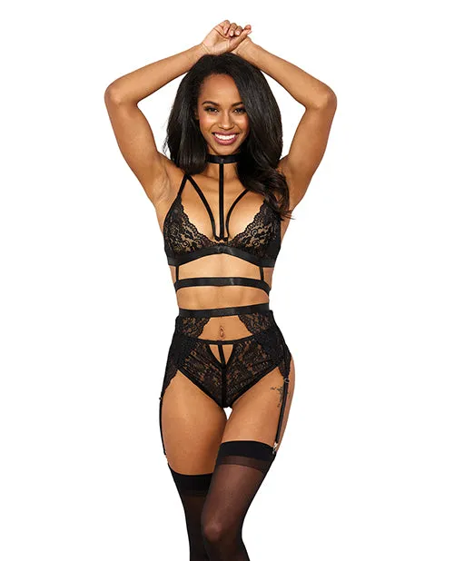 Stretch Lace Wsatin Elastic Bra Garter Belt Gstring Panty Black Shirley Of Hollywood Anal