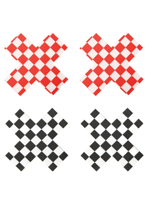 XGen Anal Peekaboos Off The Wall Checkered Pasties 2 Pairs 1 Black1 Red