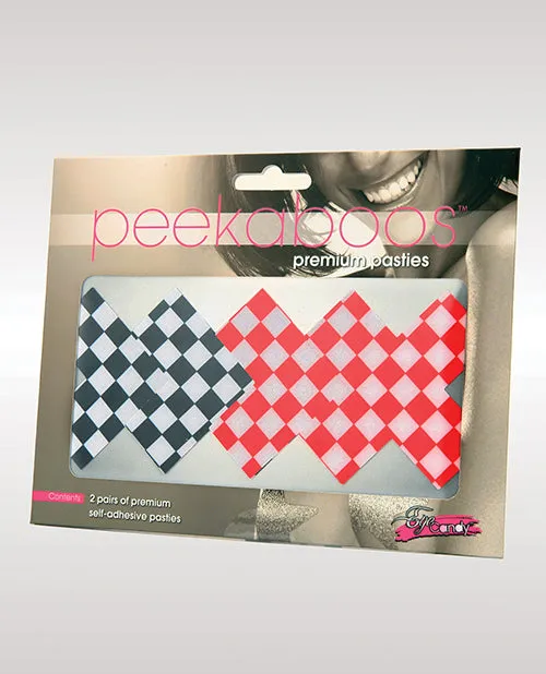 XGen Anal Peekaboos Off The Wall Checkered Pasties 2 Pairs 1 Black1 Red