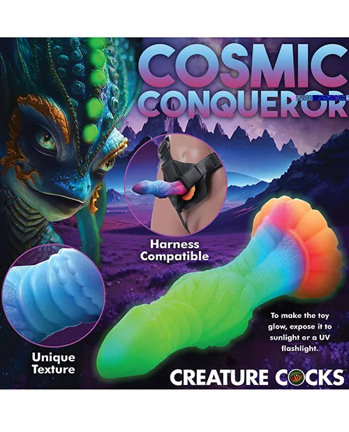 XR Brands Dildos Creature Cocks Galactic Cock Alien Creature Silicone Dildo Glow In The Dark