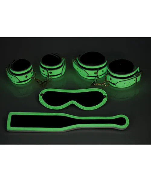 XR Brands Dildos Master Series Kink In The Dark Glowing Cuffs Blindfold Paddle Set XR Brands Dildos Master Series Kink In The Dark Glowing Cuffs Blindfold Paddle Set
