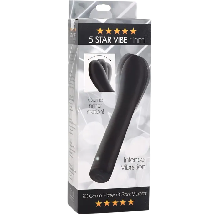 XR Brands Vibrators Inmi 5 Star Come Hither Silicone Rechargeable GSpot Vibrator Black